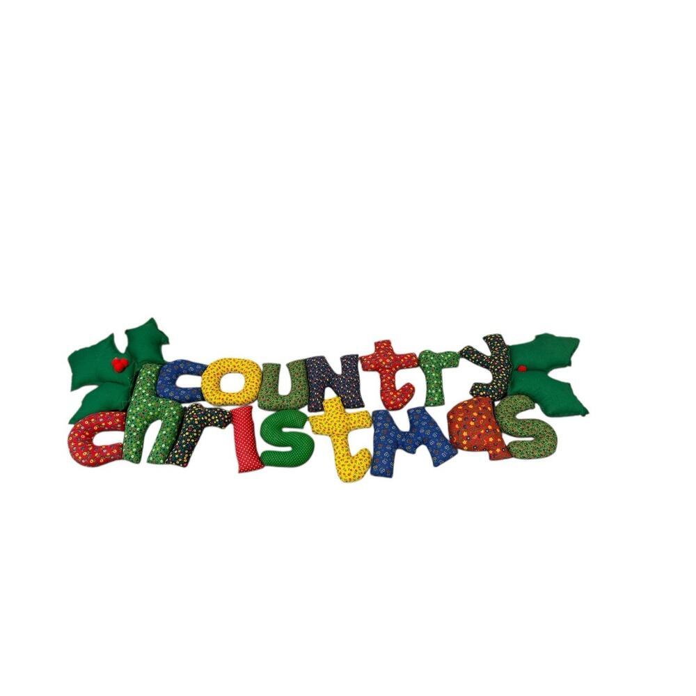 Vintage Handmade Plush Country Christmas Wall Hanging Decor Cottage Granny 40”